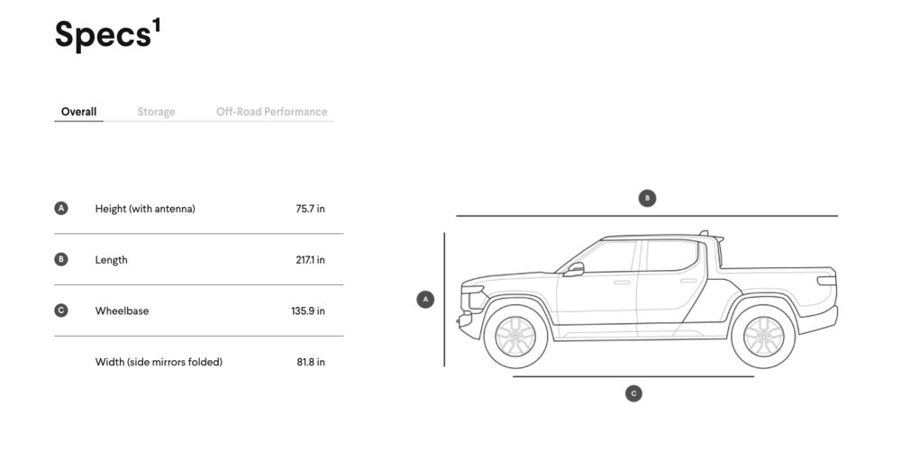 Rivian R1T specs