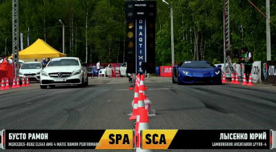 Dash between a Mercedes-Benz CLS63 AMG and a Lamborghini Aventador! - Photo