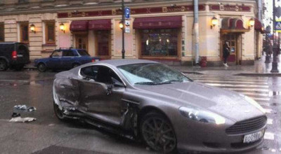 At only 15 years of age a Russian footballer has wrecked HIS new Aston Martin! - Photo