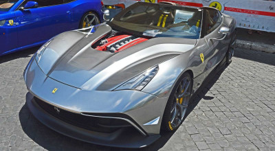 <span style='background: #ff0000'>Ferrari</span> F12 TRS in beautiful Chrome Silver seen in Rome! - Photo