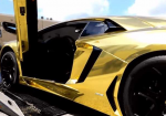 Here is how a gold plated Lamborghini Aventador looks. - Photo