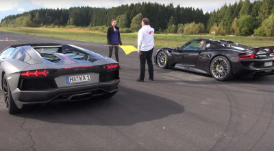 Incredible race between Lamborghini Aventador Pirelli and Porsche 918 Spyder! - Photo