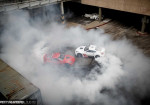 Drift with 1,000 horsepower hot rods in an abandoned mall! 360 degrees Images. - Photo