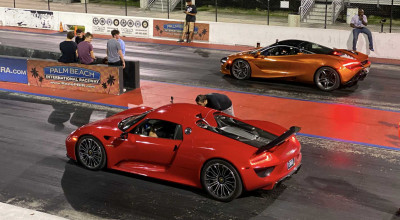 Drag Race: <span style='background: #ff0000'>Lamborghini</span> <span style='background: #ff0000'>Huracan</span> vs Porsche 918 Spyder - Photo