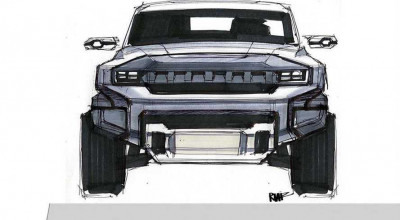 Meet the Futuristic Twist Brought To You By <span style='background: #ff0000'>GMC</span> Hummer EV. The Early Design Sketch Are Iconic. - Photo