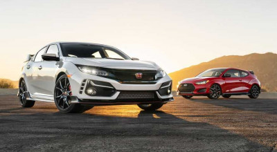 Honda Civic Type R vs. <span style='background: #ff0000'>Hyundai</span> <span style='background: #ff0000'>Veloster</span> N: Guess the Winner - Photo