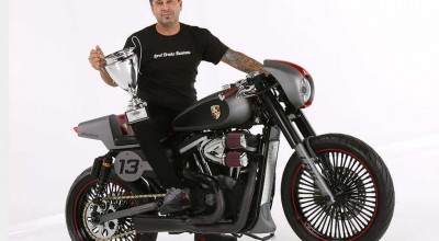 LDK Motorcycle modified a 2007 Harley Davidson Sportster 883 R into a Porsche Speedster Motorcycle - Photo