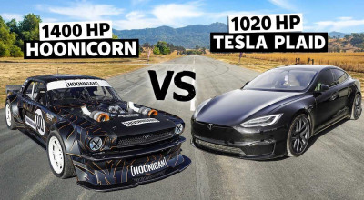 Ken Block's Daughter Competes Against Tesla Plaid In A 1,400-HP Hoonicorn - Photo