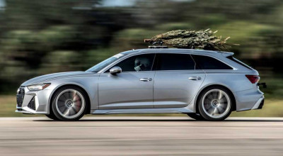 An 800-HP Audi RS6 Avant With A Christmas Tree On Its Roof Demonstrates Its Top Speed - Photo