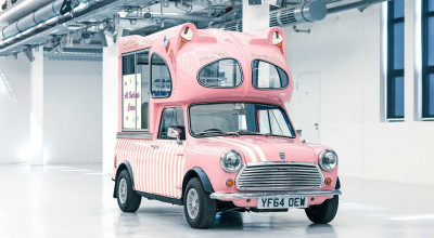 This Pink Mini Pickup Truck Used To Be An Adorable Ice Cream Van - Photo