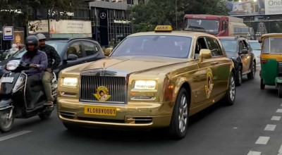 Spectacular! A Gold-Plated Rolls-Royce <span style='background: #ff0000'>Phantom</span> Owned By An Indian Multimillionaire Transports Tourists For Free - Photo